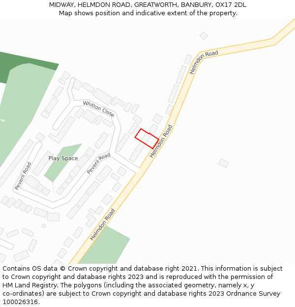 MIDWAY, HELMDON ROAD, GREATWORTH, BANBURY, OX17 2DL: Location map and indicative extent of plot