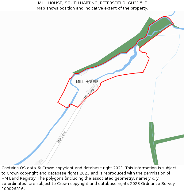 MILL HOUSE, SOUTH HARTING, PETERSFIELD, GU31 5LF: Location map and indicative extent of plot