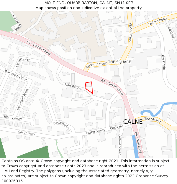 MOLE END, QUARR BARTON, CALNE, SN11 0EB: Location map and indicative extent of plot