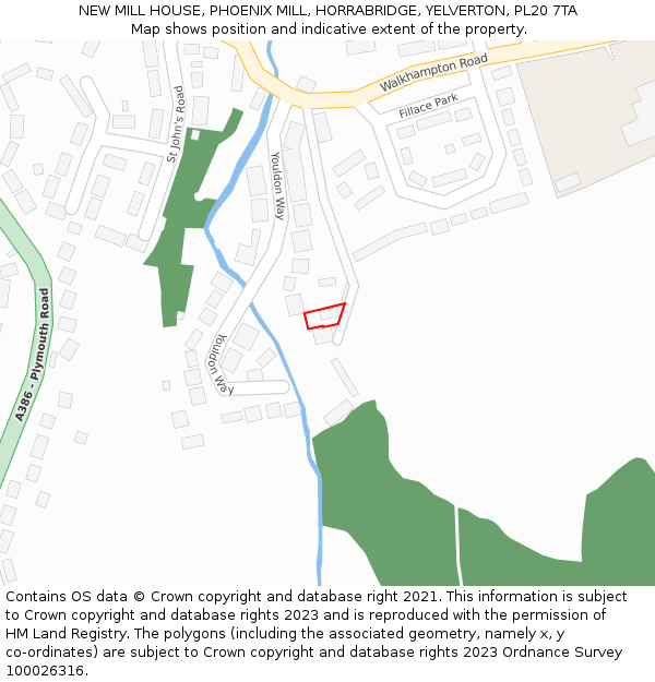 NEW MILL HOUSE, PHOENIX MILL, HORRABRIDGE, YELVERTON, PL20 7TA: Location map and indicative extent of plot