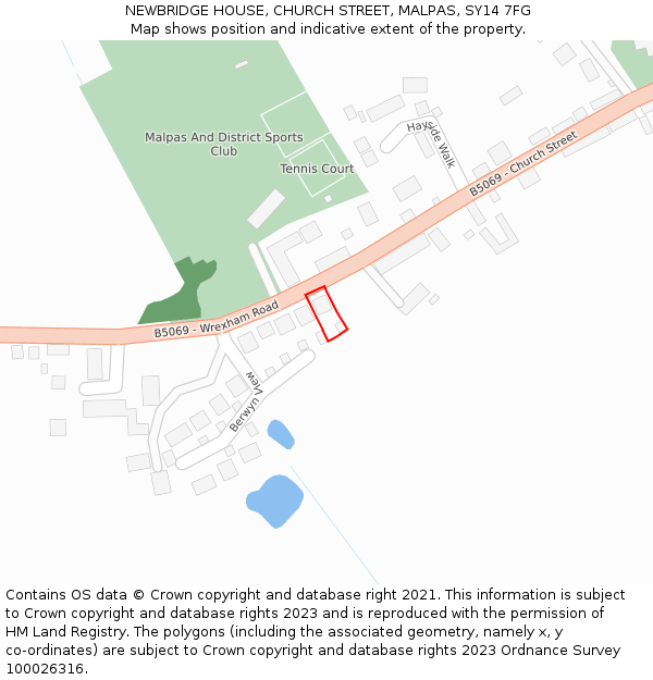 NEWBRIDGE HOUSE, CHURCH STREET, MALPAS, SY14 7FG: Location map and indicative extent of plot