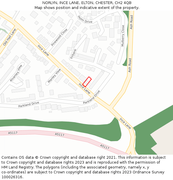 NORLYN, INCE LANE, ELTON, CHESTER, CH2 4QB: Location map and indicative extent of plot