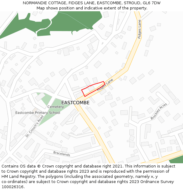 NORMANDIE COTTAGE, FIDGES LANE, EASTCOMBE, STROUD, GL6 7DW: Location map and indicative extent of plot