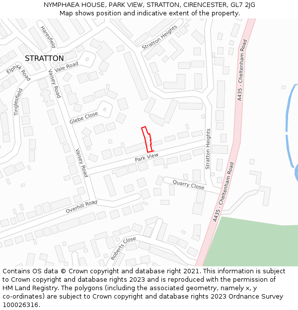 NYMPHAEA HOUSE, PARK VIEW, STRATTON, CIRENCESTER, GL7 2JG: Location map and indicative extent of plot