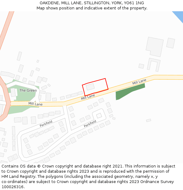 OAKDENE, MILL LANE, STILLINGTON, YORK, YO61 1NG: Location map and indicative extent of plot