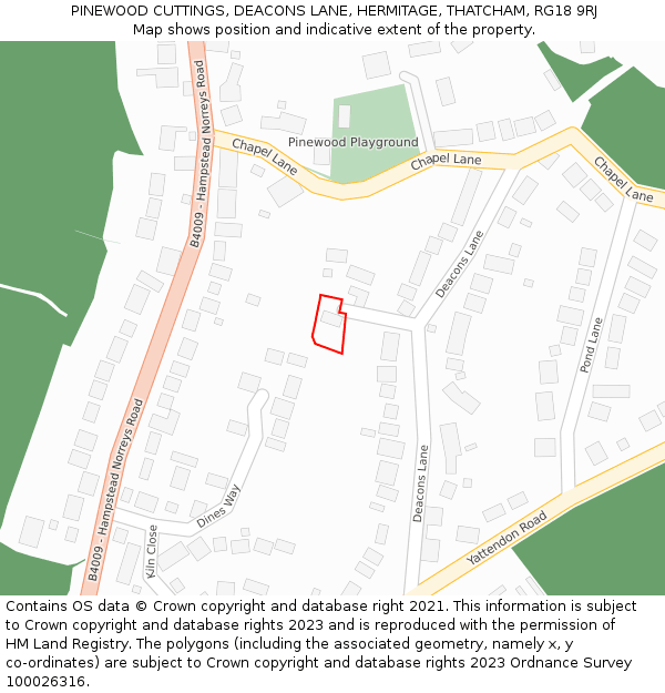 PINEWOOD CUTTINGS, DEACONS LANE, HERMITAGE, THATCHAM, RG18 9RJ: Location map and indicative extent of plot