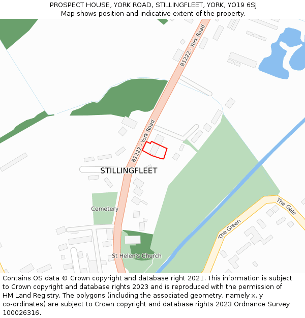 PROSPECT HOUSE, YORK ROAD, STILLINGFLEET, YORK, YO19 6SJ: Location map and indicative extent of plot