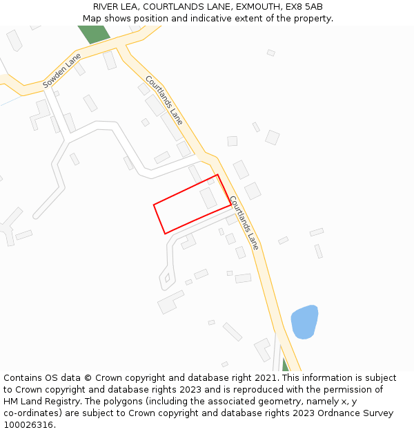 RIVER LEA, COURTLANDS LANE, EXMOUTH, EX8 5AB: Location map and indicative extent of plot