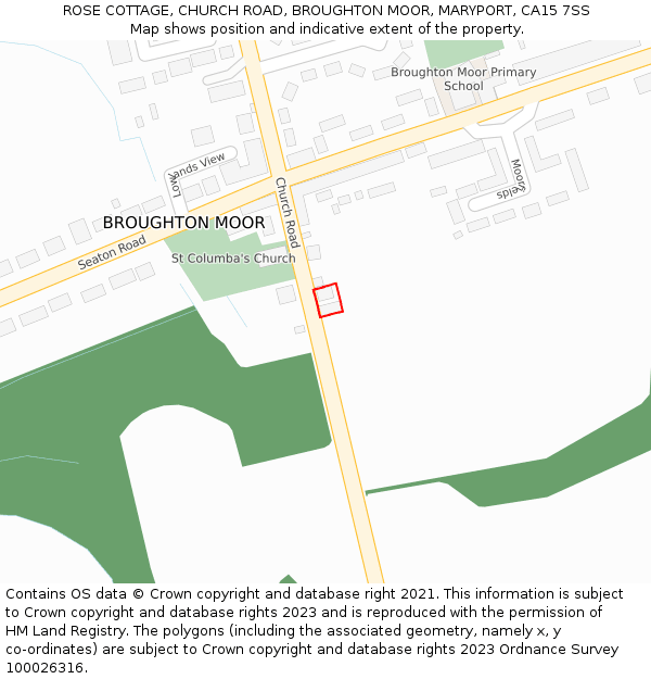 ROSE COTTAGE, CHURCH ROAD, BROUGHTON MOOR, MARYPORT, CA15 7SS: Location map and indicative extent of plot