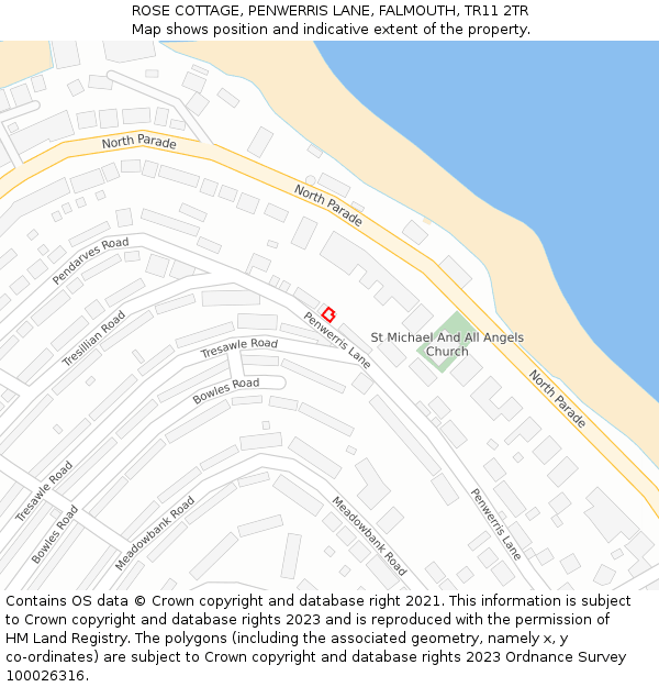 ROSE COTTAGE, PENWERRIS LANE, FALMOUTH, TR11 2TR: Location map and indicative extent of plot