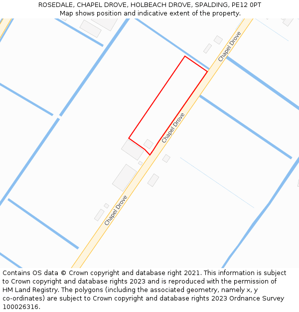 ROSEDALE, CHAPEL DROVE, HOLBEACH DROVE, SPALDING, PE12 0PT: Location map and indicative extent of plot