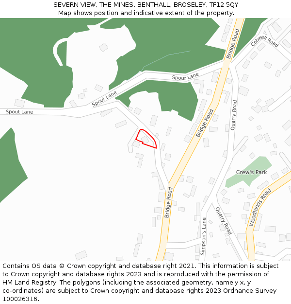 SEVERN VIEW, THE MINES, BENTHALL, BROSELEY, TF12 5QY: Location map and indicative extent of plot