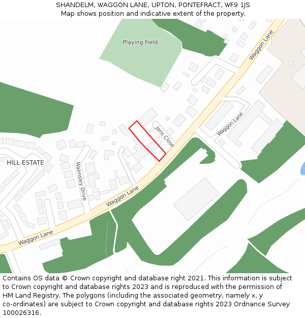 SHANDELM, WAGGON LANE, UPTON, PONTEFRACT, WF9 1JS: Location map and indicative extent of plot