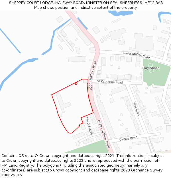 SHEPPEY COURT LODGE, HALFWAY ROAD, MINSTER ON SEA, SHEERNESS, ME12 3AR: Location map and indicative extent of plot