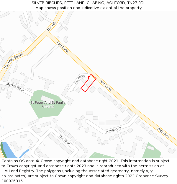 SILVER BIRCHES, PETT LANE, CHARING, ASHFORD, TN27 0DL: Location map and indicative extent of plot