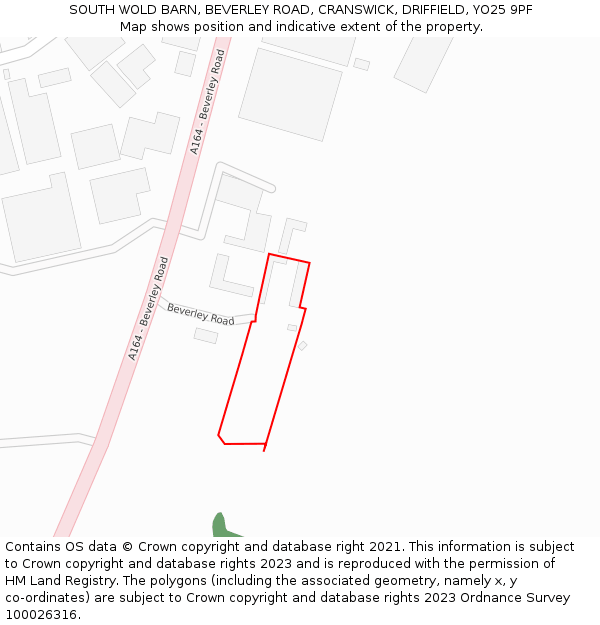 SOUTH WOLD BARN, BEVERLEY ROAD, CRANSWICK, DRIFFIELD, YO25 9PF: Location map and indicative extent of plot