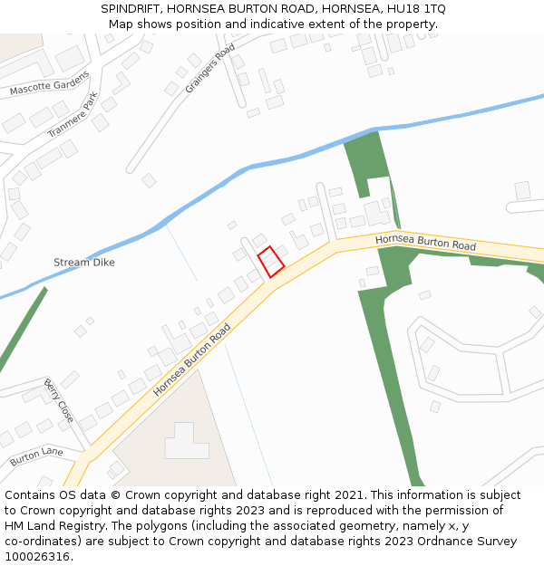 SPINDRIFT, HORNSEA BURTON ROAD, HORNSEA, HU18 1TQ: Location map and indicative extent of plot