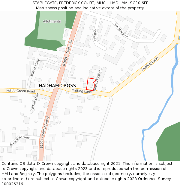 STABLEGATE, FREDERICK COURT, MUCH HADHAM, SG10 6FE: Location map and indicative extent of plot