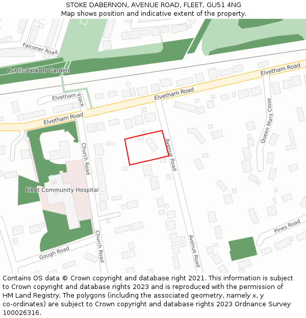 STOKE DABERNON, AVENUE ROAD, FLEET, GU51 4NG: Location map and indicative extent of plot