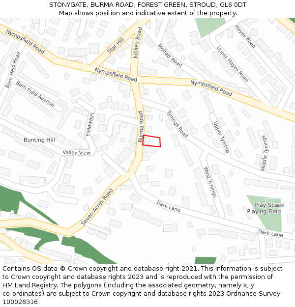 STONYGATE, BURMA ROAD, FOREST GREEN, STROUD, GL6 0DT: Location map and indicative extent of plot