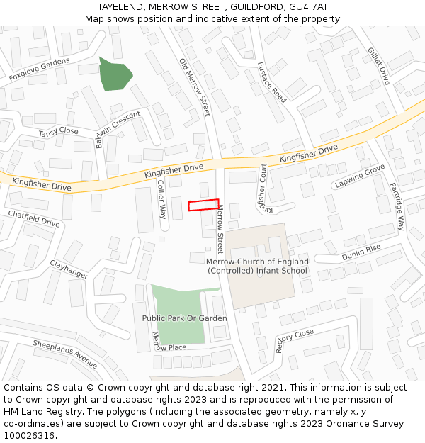 TAYELEND, MERROW STREET, GUILDFORD, GU4 7AT: Location map and indicative extent of plot