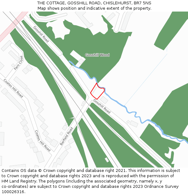 THE COTTAGE, GOSSHILL ROAD, CHISLEHURST, BR7 5NS: Location map and indicative extent of plot