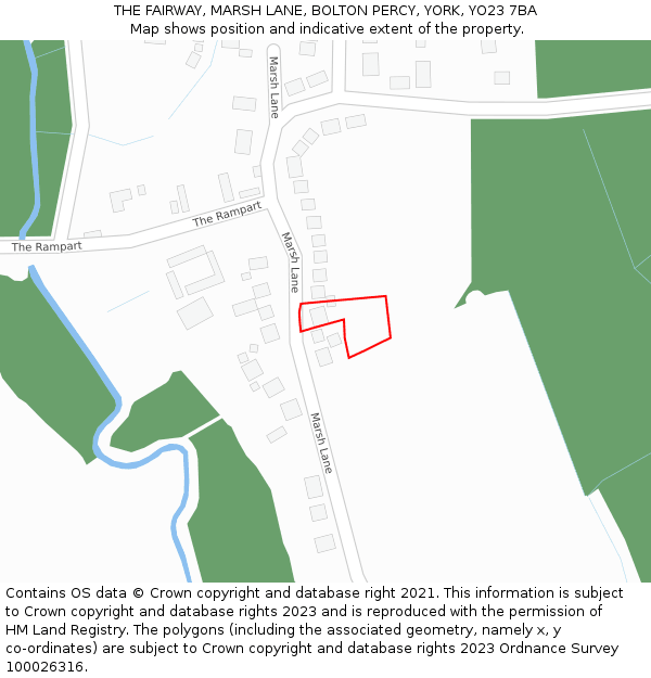 THE FAIRWAY, MARSH LANE, BOLTON PERCY, YORK, YO23 7BA: Location map and indicative extent of plot