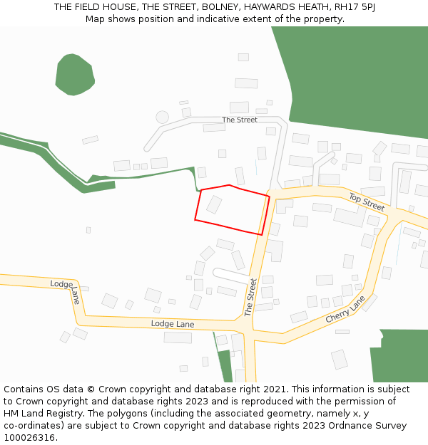 THE FIELD HOUSE, THE STREET, BOLNEY, HAYWARDS HEATH, RH17 5PJ: Location map and indicative extent of plot