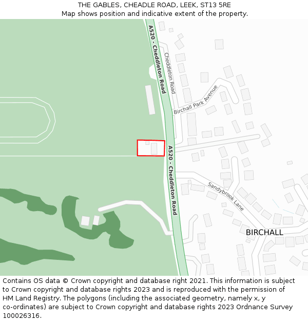 THE GABLES, CHEADLE ROAD, LEEK, ST13 5RE: Location map and indicative extent of plot