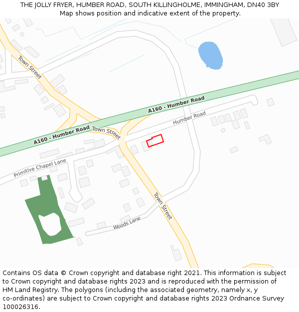 THE JOLLY FRYER, HUMBER ROAD, SOUTH KILLINGHOLME, IMMINGHAM, DN40 3BY: Location map and indicative extent of plot