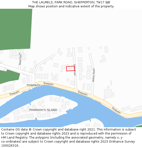 THE LAURELS, PARK ROAD, SHEPPERTON, TW17 9JB: Location map and indicative extent of plot