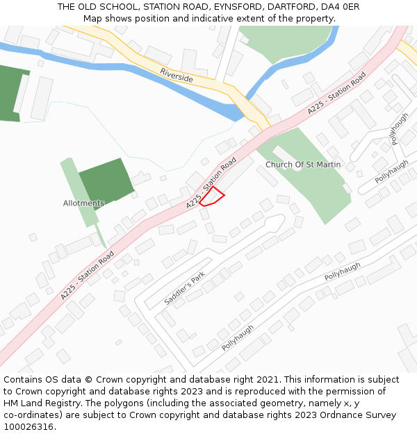 THE OLD SCHOOL, STATION ROAD, EYNSFORD, DARTFORD, DA4 0ER: Location map and indicative extent of plot