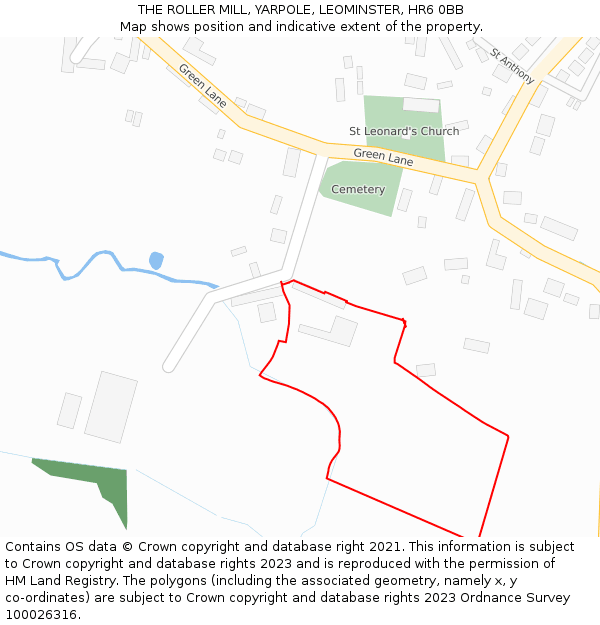 THE ROLLER MILL, YARPOLE, LEOMINSTER, HR6 0BB: Location map and indicative extent of plot