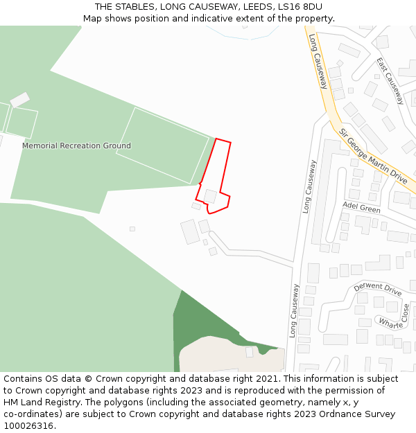 THE STABLES, LONG CAUSEWAY, LEEDS, LS16 8DU: Location map and indicative extent of plot