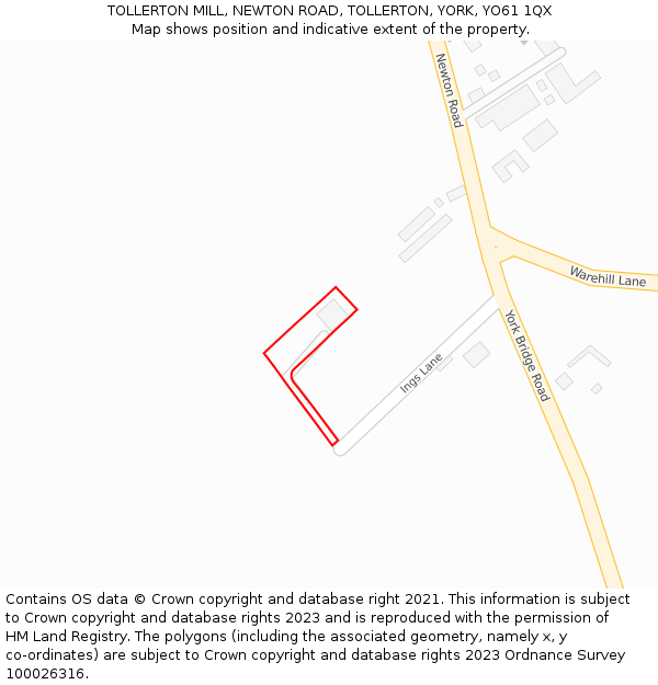 TOLLERTON MILL, NEWTON ROAD, TOLLERTON, YORK, YO61 1QX: Location map and indicative extent of plot