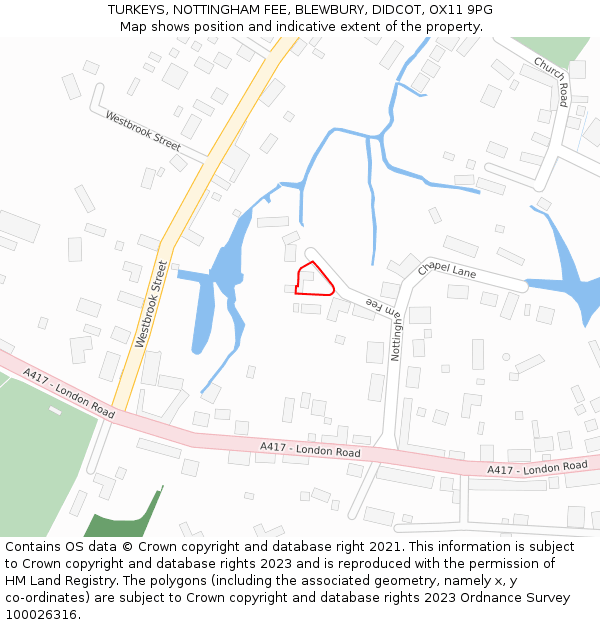 TURKEYS, NOTTINGHAM FEE, BLEWBURY, DIDCOT, OX11 9PG: Location map and indicative extent of plot