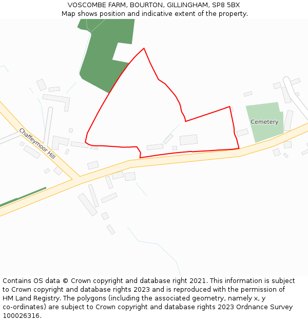 VOSCOMBE FARM, BOURTON, GILLINGHAM, SP8 5BX: Location map and indicative extent of plot