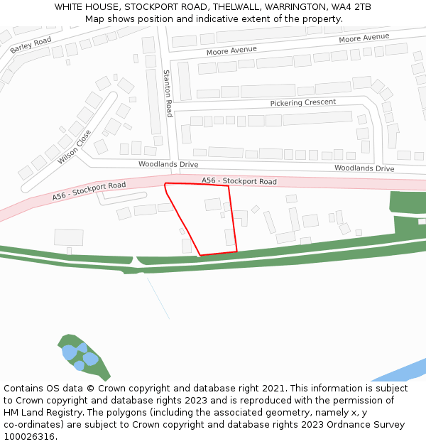 WHITE HOUSE, STOCKPORT ROAD, THELWALL, WARRINGTON, WA4 2TB: Location map and indicative extent of plot