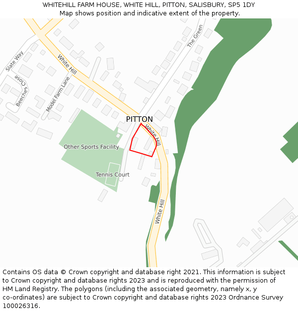 WHITEHILL FARM HOUSE, WHITE HILL, PITTON, SALISBURY, SP5 1DY: Location map and indicative extent of plot