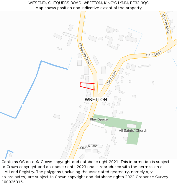 WITSEND, CHEQUERS ROAD, WRETTON, KING'S LYNN, PE33 9QS: Location map and indicative extent of plot