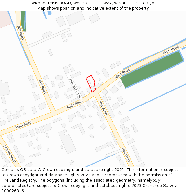 WKARA, LYNN ROAD, WALPOLE HIGHWAY, WISBECH, PE14 7QA: Location map and indicative extent of plot