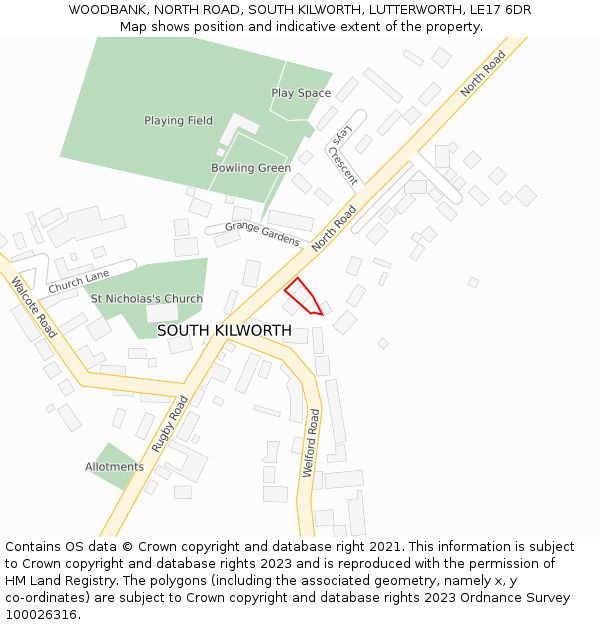 WOODBANK, NORTH ROAD, SOUTH KILWORTH, LUTTERWORTH, LE17 6DR: Location map and indicative extent of plot