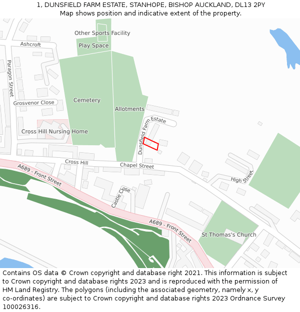 1, DUNSFIELD FARM ESTATE, STANHOPE, BISHOP AUCKLAND, DL13 2PY: Location map and indicative extent of plot