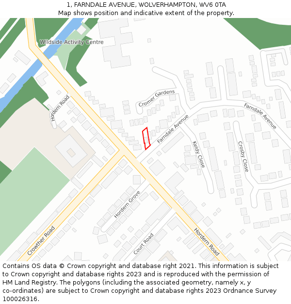 1, FARNDALE AVENUE, WOLVERHAMPTON, WV6 0TA: Location map and indicative extent of plot