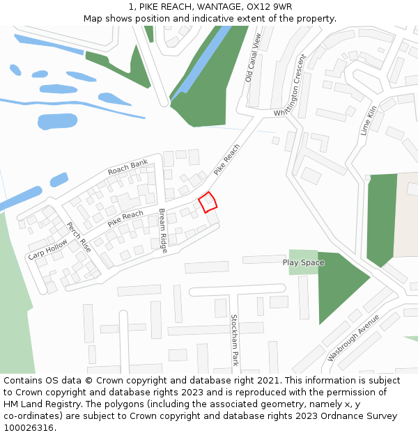 1, PIKE REACH, WANTAGE, OX12 9WR: Location map and indicative extent of plot