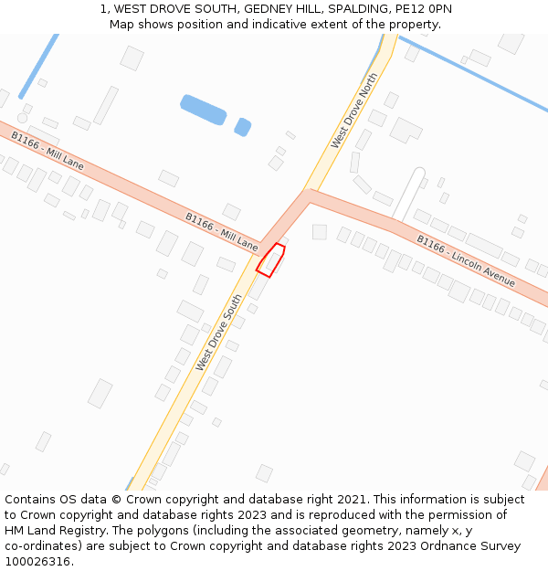 1, WEST DROVE SOUTH, GEDNEY HILL, SPALDING, PE12 0PN: Location map and indicative extent of plot