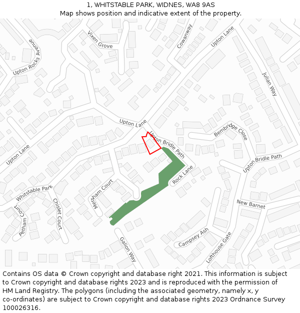 1, WHITSTABLE PARK, WIDNES, WA8 9AS: Location map and indicative extent of plot