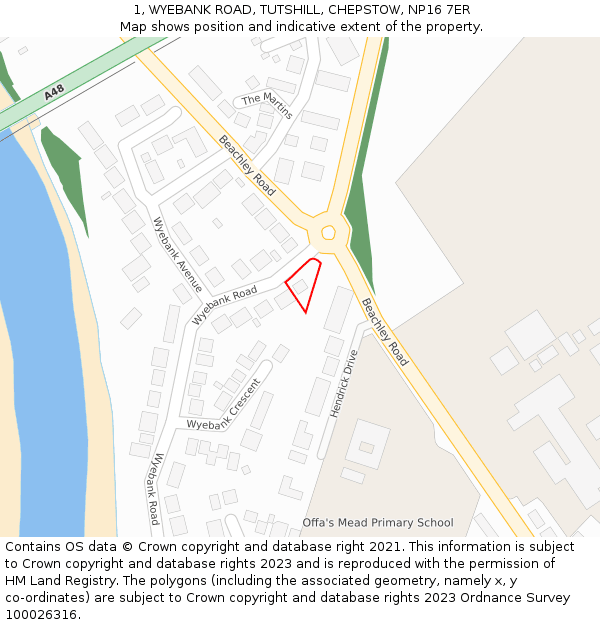 1, WYEBANK ROAD, TUTSHILL, CHEPSTOW, NP16 7ER: Location map and indicative extent of plot