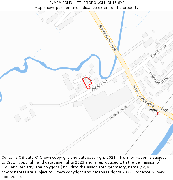 1, YEA FOLD, LITTLEBOROUGH, OL15 8YF: Location map and indicative extent of plot