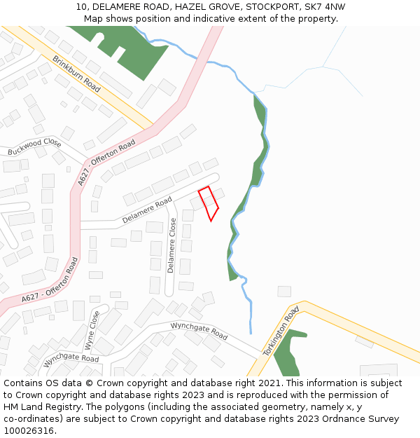 10, DELAMERE ROAD, HAZEL GROVE, STOCKPORT, SK7 4NW: Location map and indicative extent of plot